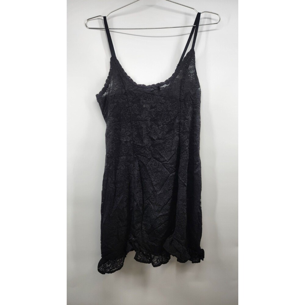 Victoria's Secret Small Black Wink Lace Ruffle Slip Dress NWT